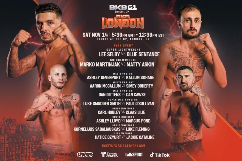 BKB Returns to London: Lee Selby Headlines BKB 61 Against Ollie Sentance as Marko Martinjak Defends Title
