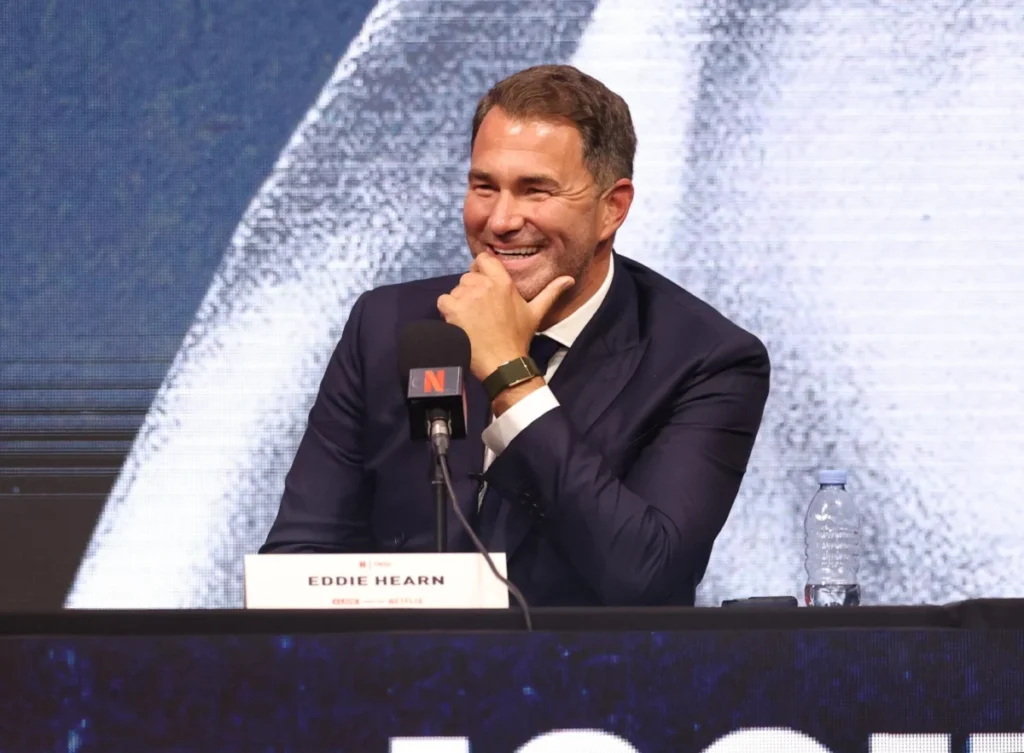 Eddie Hearn is having a very good day, and he is more than happy to let the entire boxing world know about it.